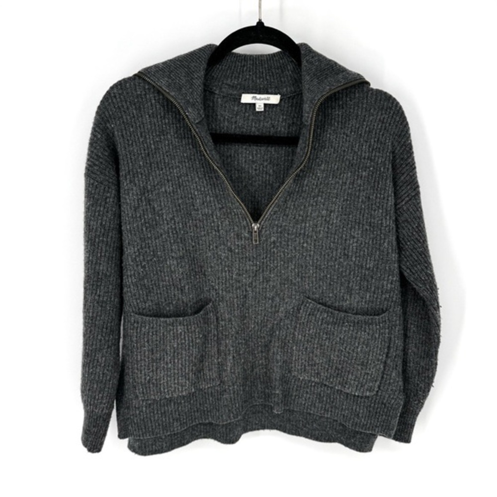 Madewell merino wool blend charcoal cottagecore Normcore V-Neck Sweater